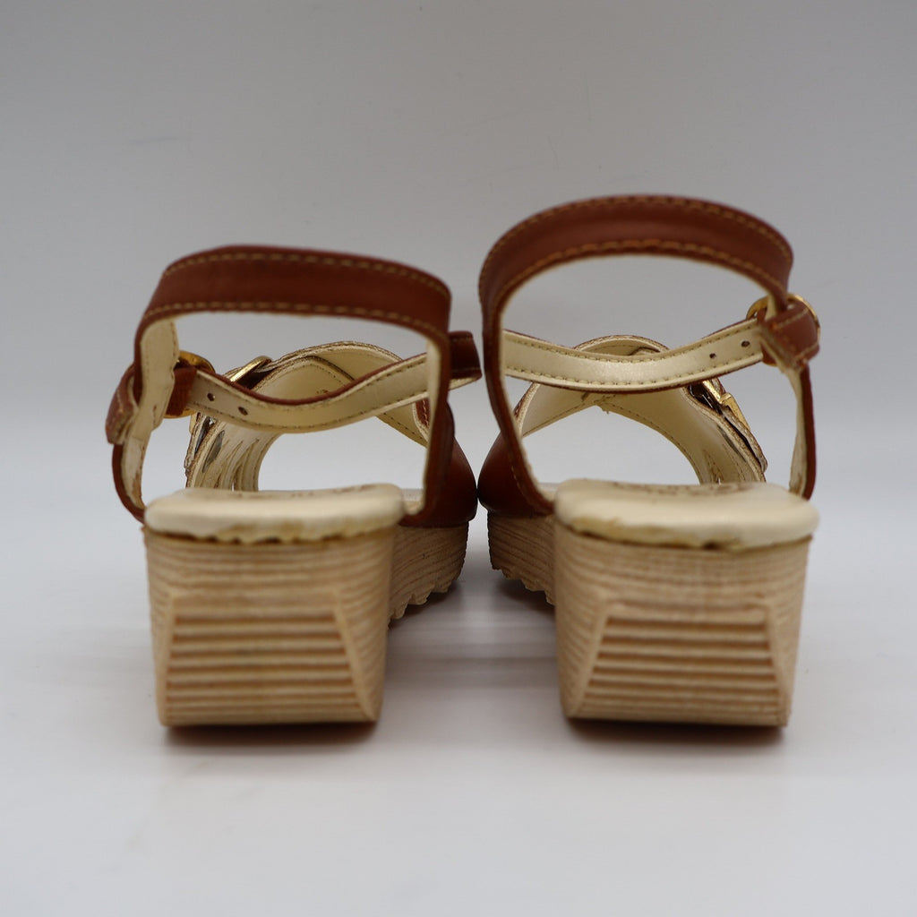 Party Lane Wedge Sandals Toddler Size 10 Vintage Brown Faux Leather Deadstock - take2supply