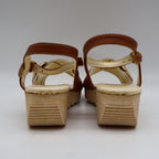 Party Lane Wedge Sandals Toddler Size 10 Vintage Brown Faux Leather Deadstock - take2supply