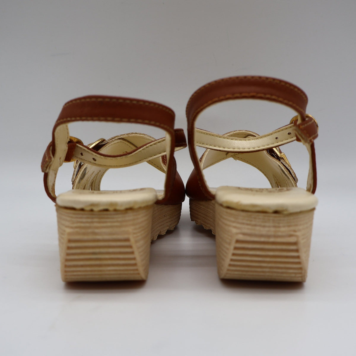 Party Lane Wedge Sandals Toddler Size 10 Vintage Brown Faux Leather Deadstock - take2supply