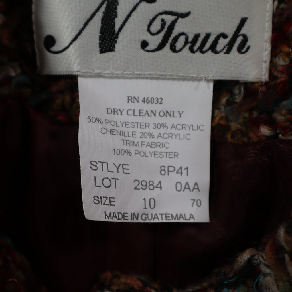 N Touch Womens Size 10 2pc Skirt Suit Set Berry Chenille Jacket & Midi Skirt NEW - take2supply
