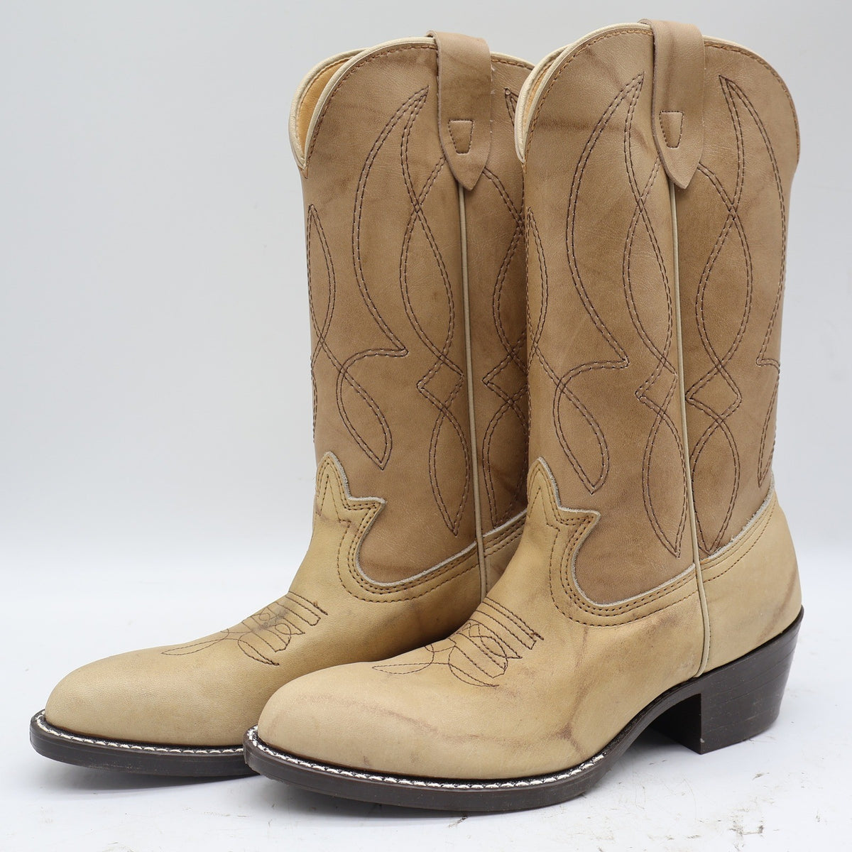 Laredo Western Boots Kids 4.5 D Vintage Natural Tan Leather Cowboy 28-01715 NAT - take2supply