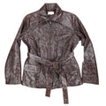 Erin London Snakeskin Print Belted Jacket Womens Size M Brown Faux Leather Zip - take2supply