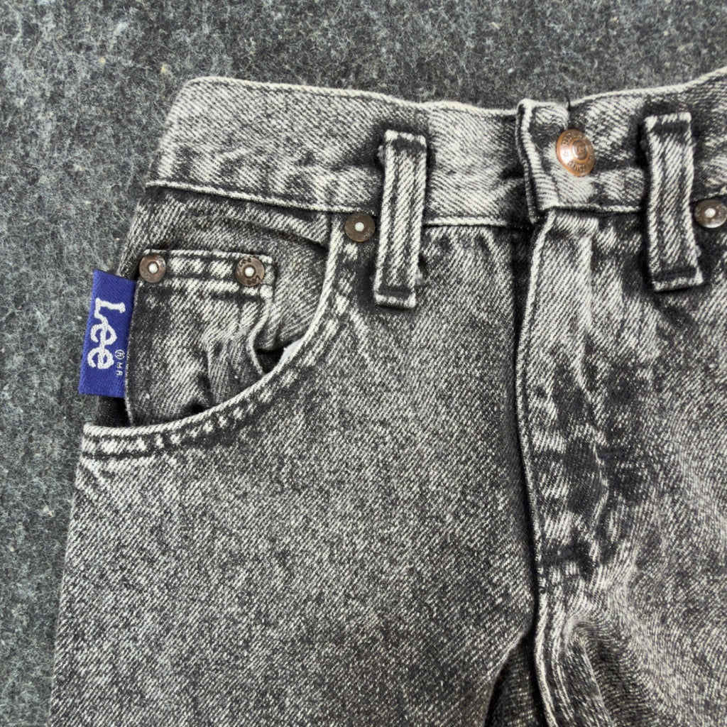 Lee Easy Riders Jeans Boys 6 Slim Black Acid Wash Baggy Tapered VTG 80s USA - take2supply