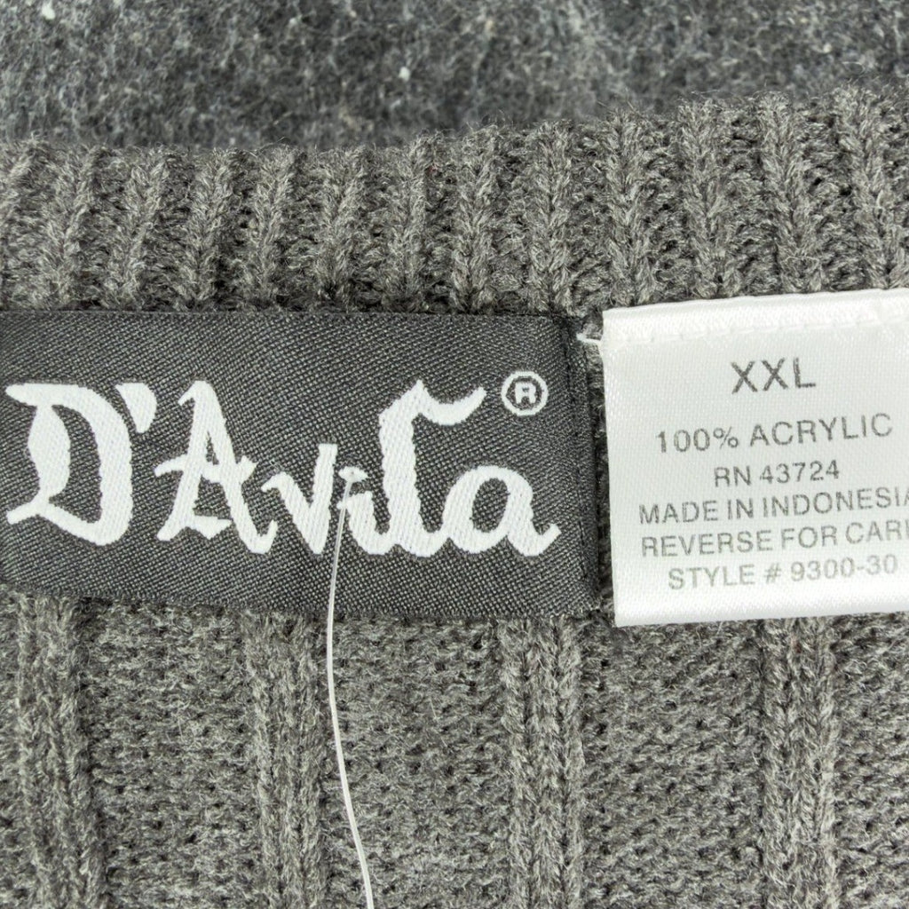 D'Avila Sweater Vest Mens XXL Gray Ribbed V-Neck Acrylic NWT C530 - take2supply