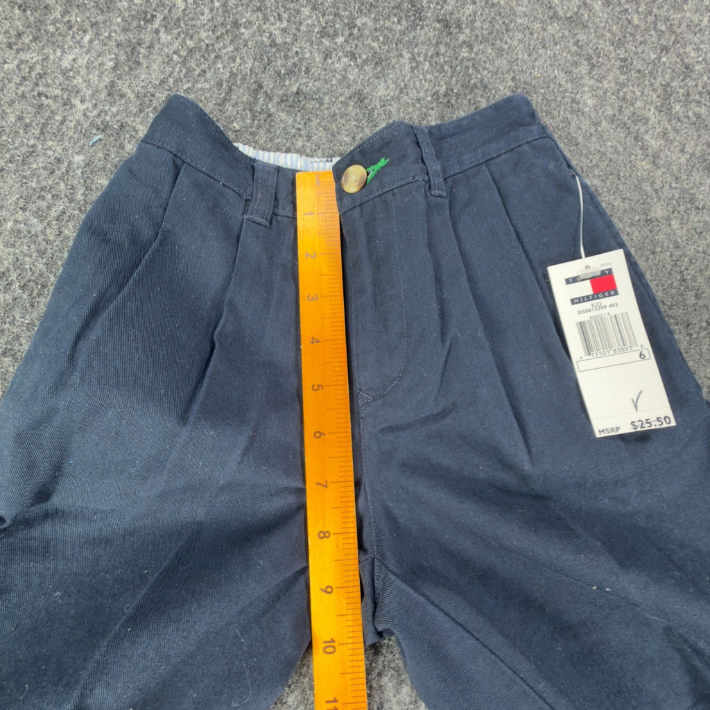 Tommy Hilfiger Y2K Pleated Chino Shorts Kids 6 Navy Blue Cotton NWT - take2supply