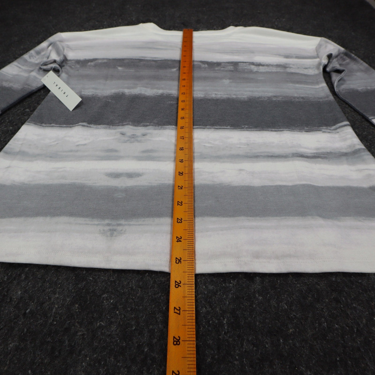 Tribal Long Sleeve Top Womens Small Cream Grey Abstract Stripe Knit 26850-2281 - take2supply