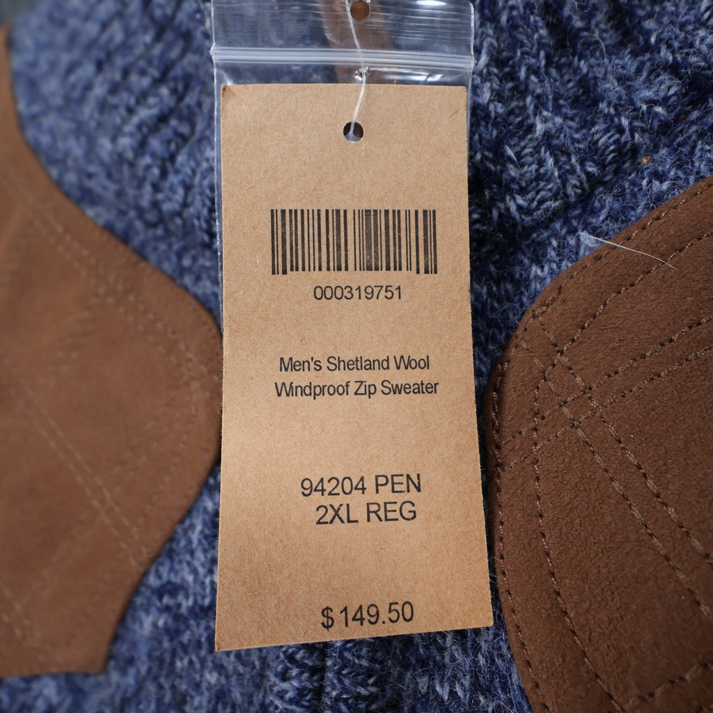 Duluth Trading Co Shetland Wool Windproof Zip Sweater Mens 2XL Blue Quilted - take2supply