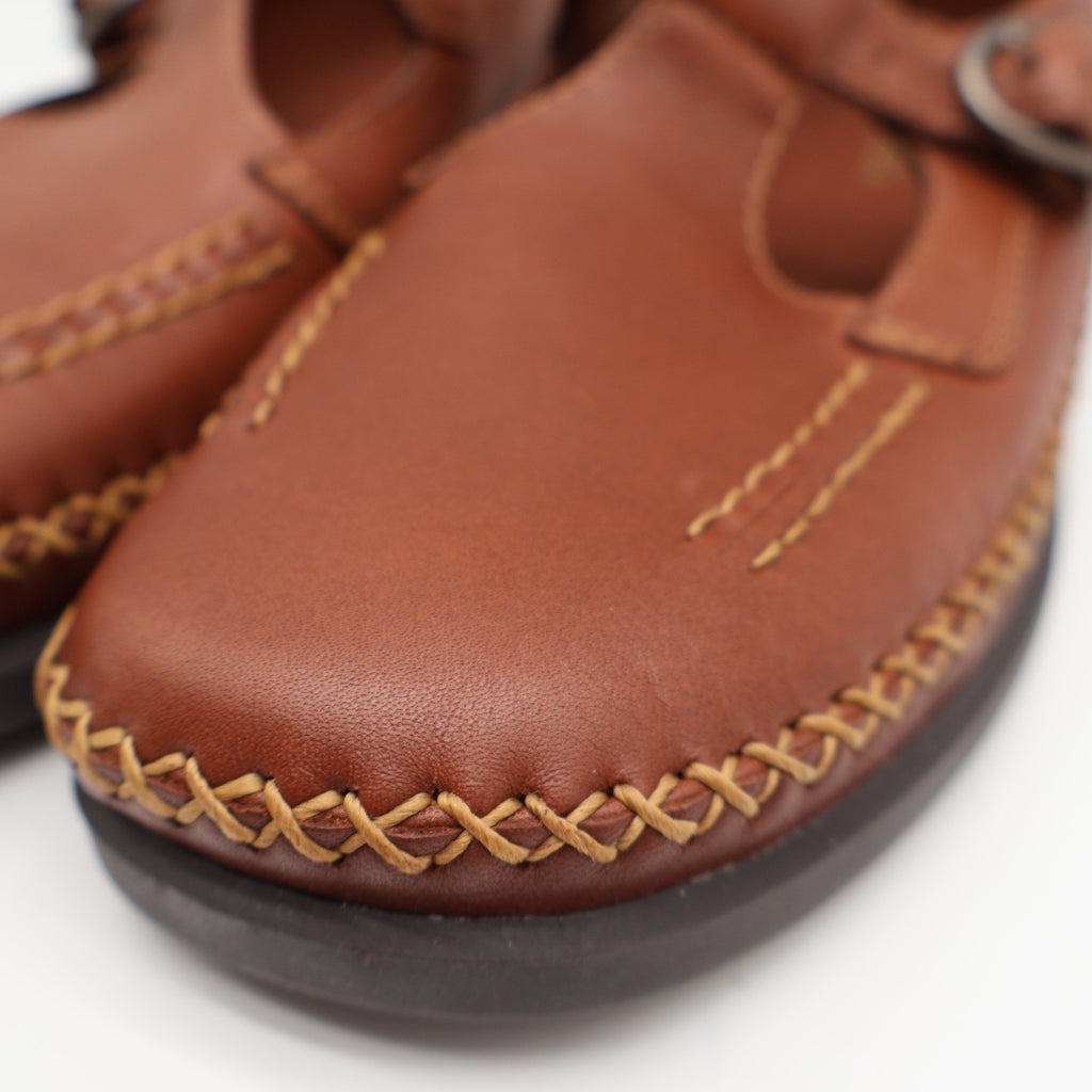 Dexter T-Strap Loafers Womens 8 Vintage Cognac Leather Faith Comfort Classics - take2supply