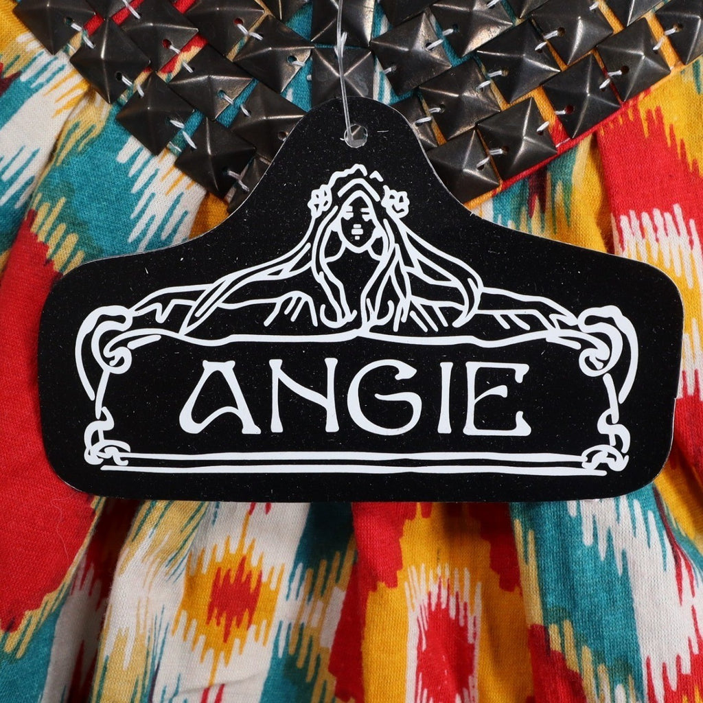 Angie Tank Top Womens Large NWT Ikat Print Studded V-Neck Cotton Racerback C754 - take2supply