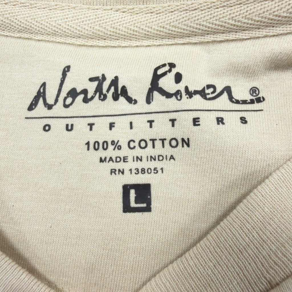 North River Henley Shirt Mens L Oyster Cotton Graphic Hunting Rifle NWT - take2supply