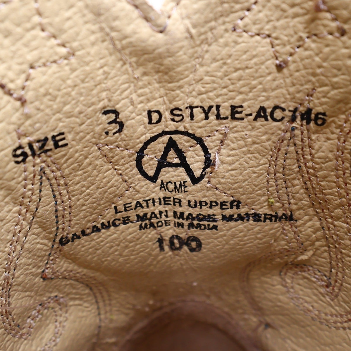 Acme Vintage Style Western Boots Kids 3 Brown Leather NWT AC146 Star Inlay - take2supply