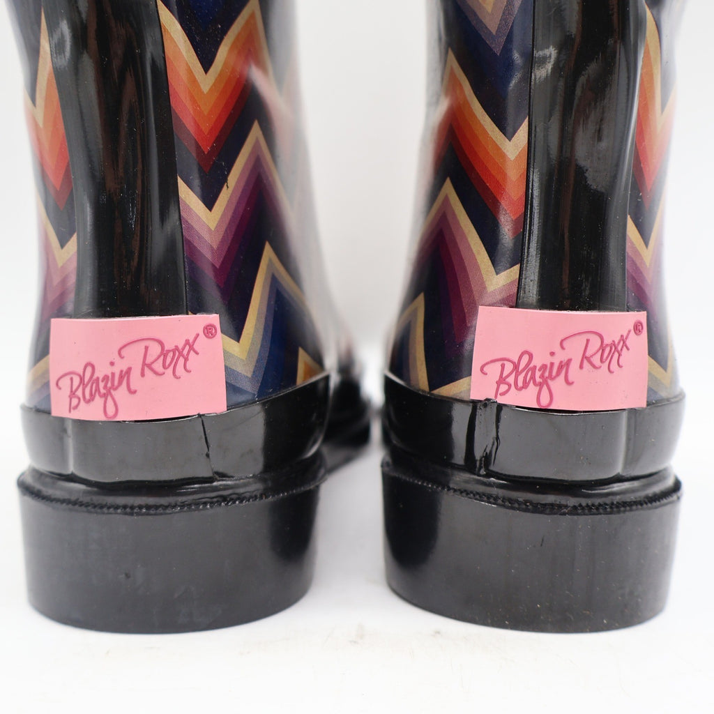 Blazin Roxx Chandra Rain Boots Womens 9 NWT Chevron Multicolor Rubber Waterproof - take2supply