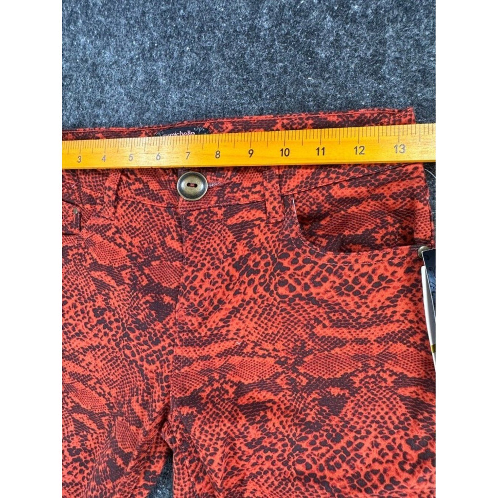 My Michelle Skinny Jeans Girls 14 Red Orange Snakeskin Stretch Denim NWT - take2supply