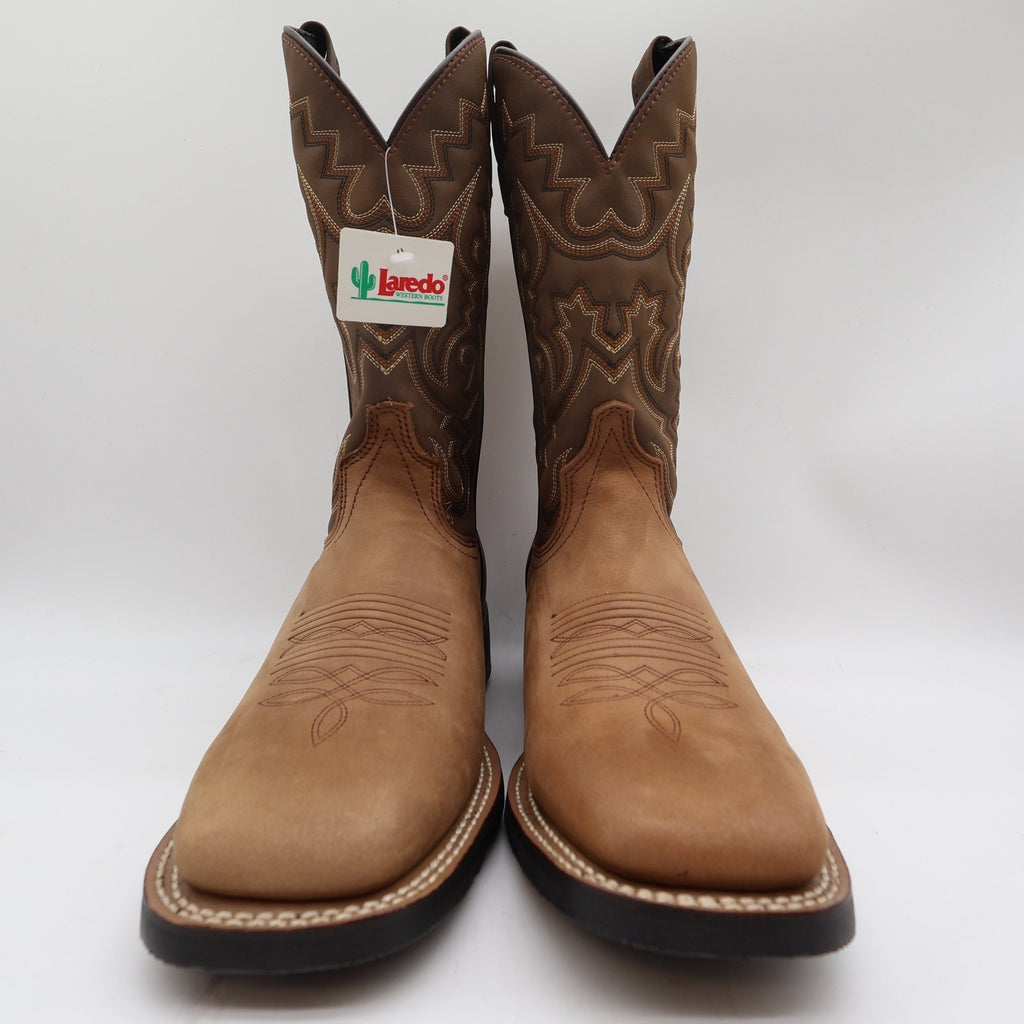 Laredo Cheyenne Stockman Boots Mens 9D Tan Leather Western Square Toe NIB - take2supply