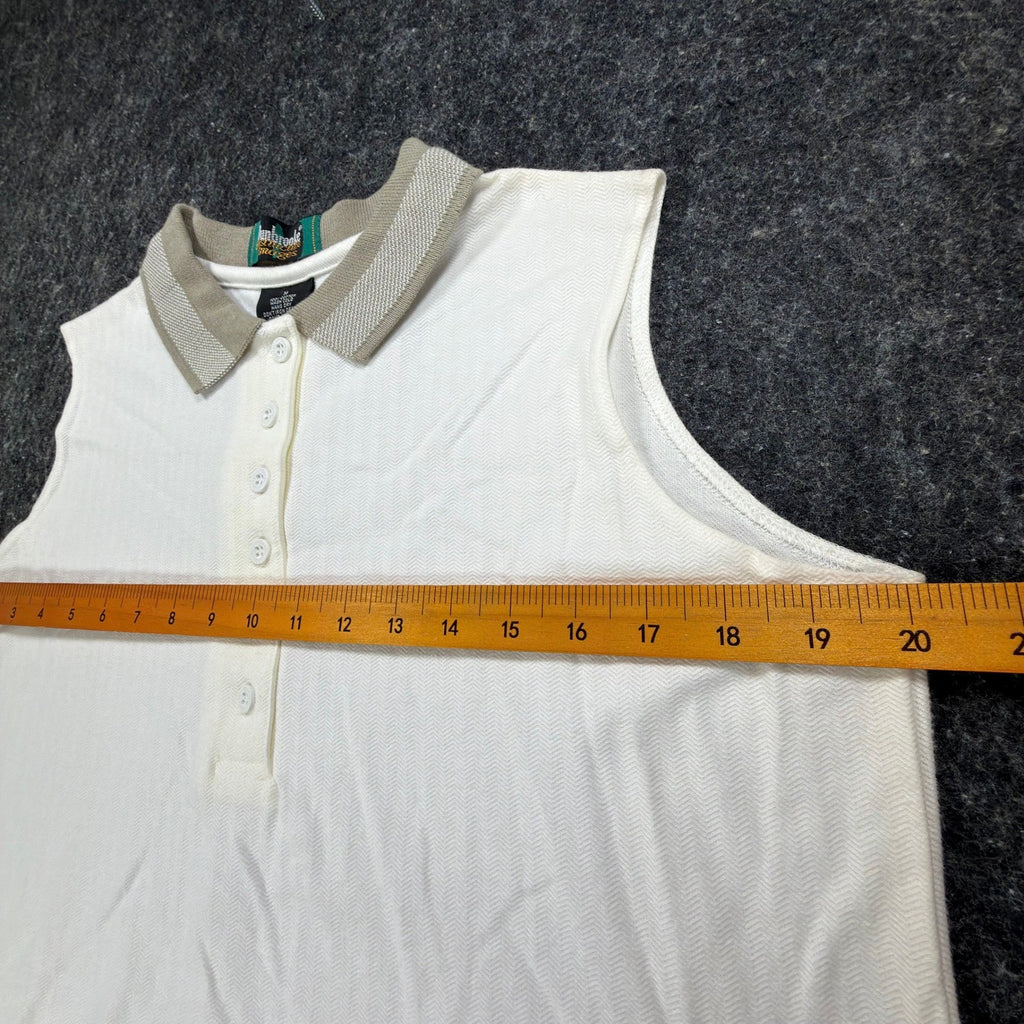 Dunbrooke Vintage Sleeveless Polo Shirt Women M Ivory Cotton New Made in USA - take2supply