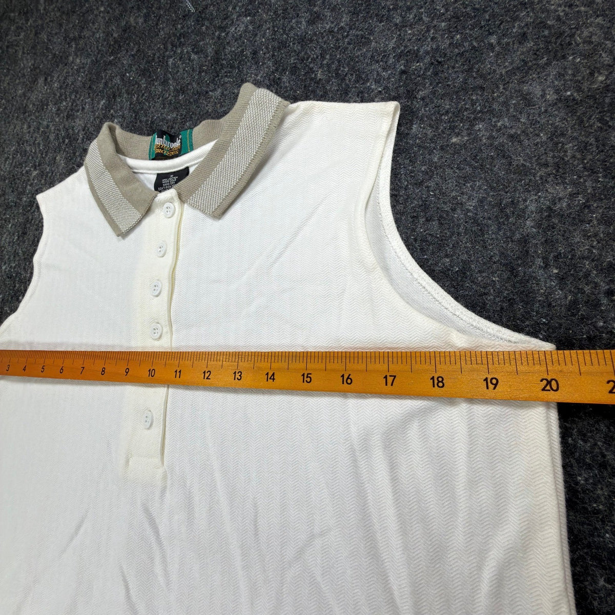 Dunbrooke Vintage Sleeveless Polo Shirt Women M Ivory Cotton New Made in USA - take2supply