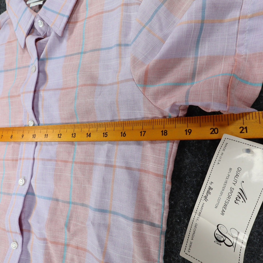 Jenny B Collection Plaid Shirt Womens 9/10 Vintage 80s Pink Pastel Short Sleeve - take2supply