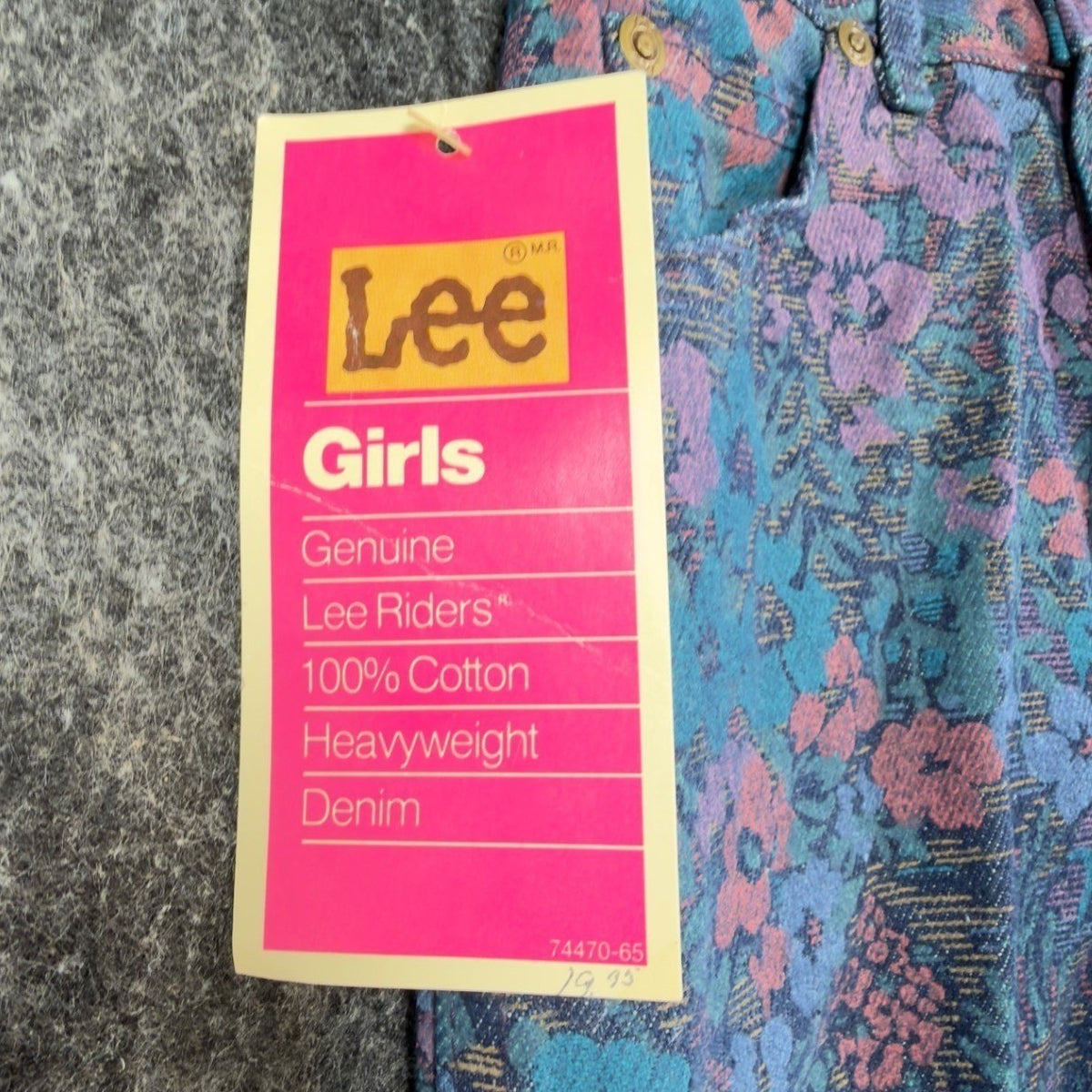 Lee Vintage 90s Floral Tapestry Jeans Girls 12 Slim Blue Cotton Deadstock NWT - take2supply