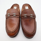 g.WIZ Faye Mule Loafers Womens 6.5M Vintage Brown Leather Woven Metal Detail - take2supply