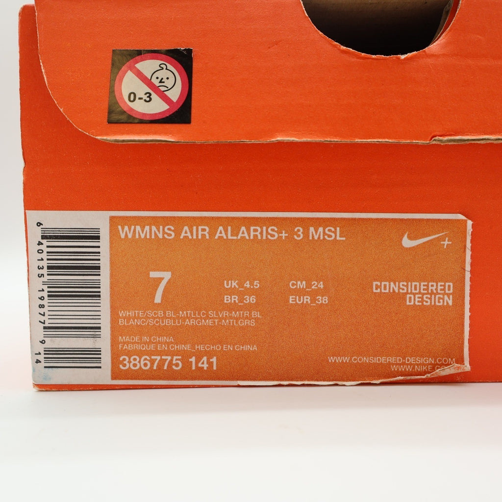 Nike Air Alaris+ 3 MSL Women 7 Running Shoes 2010 White Silver Blue 386775-141 - take2supply