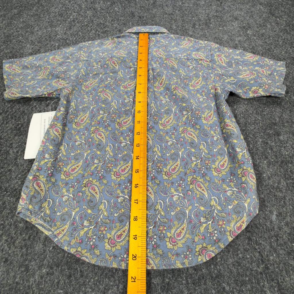 Cotler 90s Paisley Button Up Shirt Boys 6 Blue Cotton NWT Deadstock - take2supply