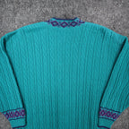 Cricket Lane Cardigan Women Medium Petite Vintage 90s Teal Acrylic Knit NWT USA - take2supply