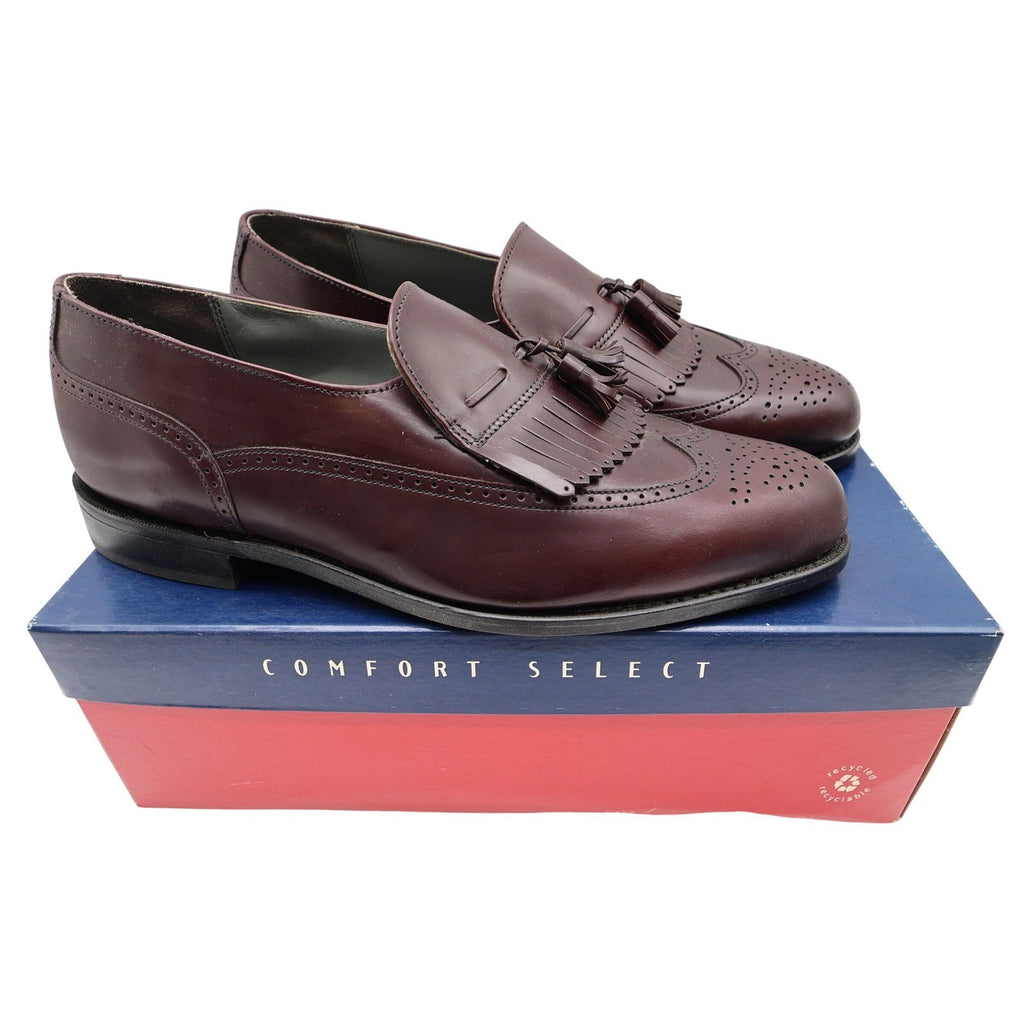Dexter Brent Loafers Mens 12 WW Vintage Burgundy Leather Wingtip Tassel USA - take2supply