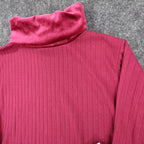 Jessica Roberts Turtleneck Top Womens Size S Vintage 90s Burgundy Cable Velvet - take2supply