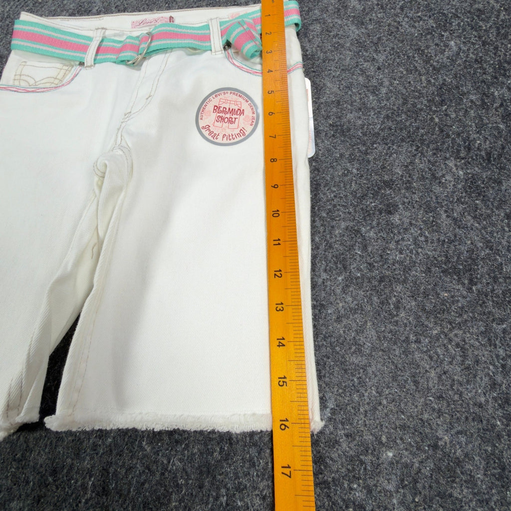 Levi's Y2K Denim Bermuda Shorts Girls 10 White Ramie Blend NWT - take2supply