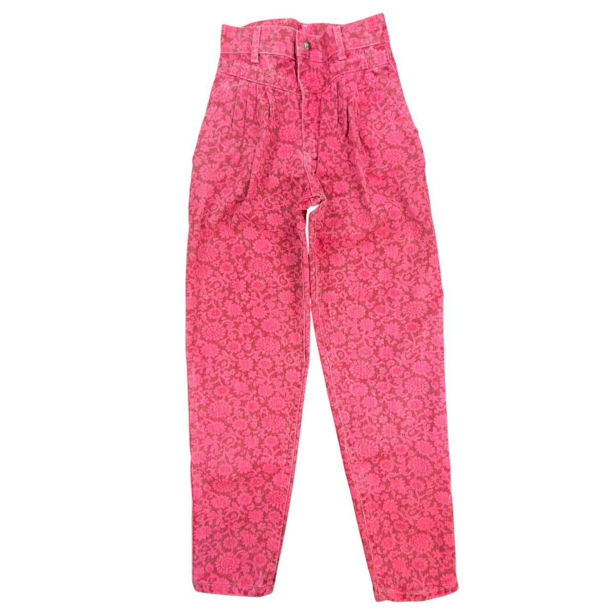 Lee Vintage 80s Floral Casuals Pants Girls 14 Slim Pink USA Made NOS NWT - take2supply