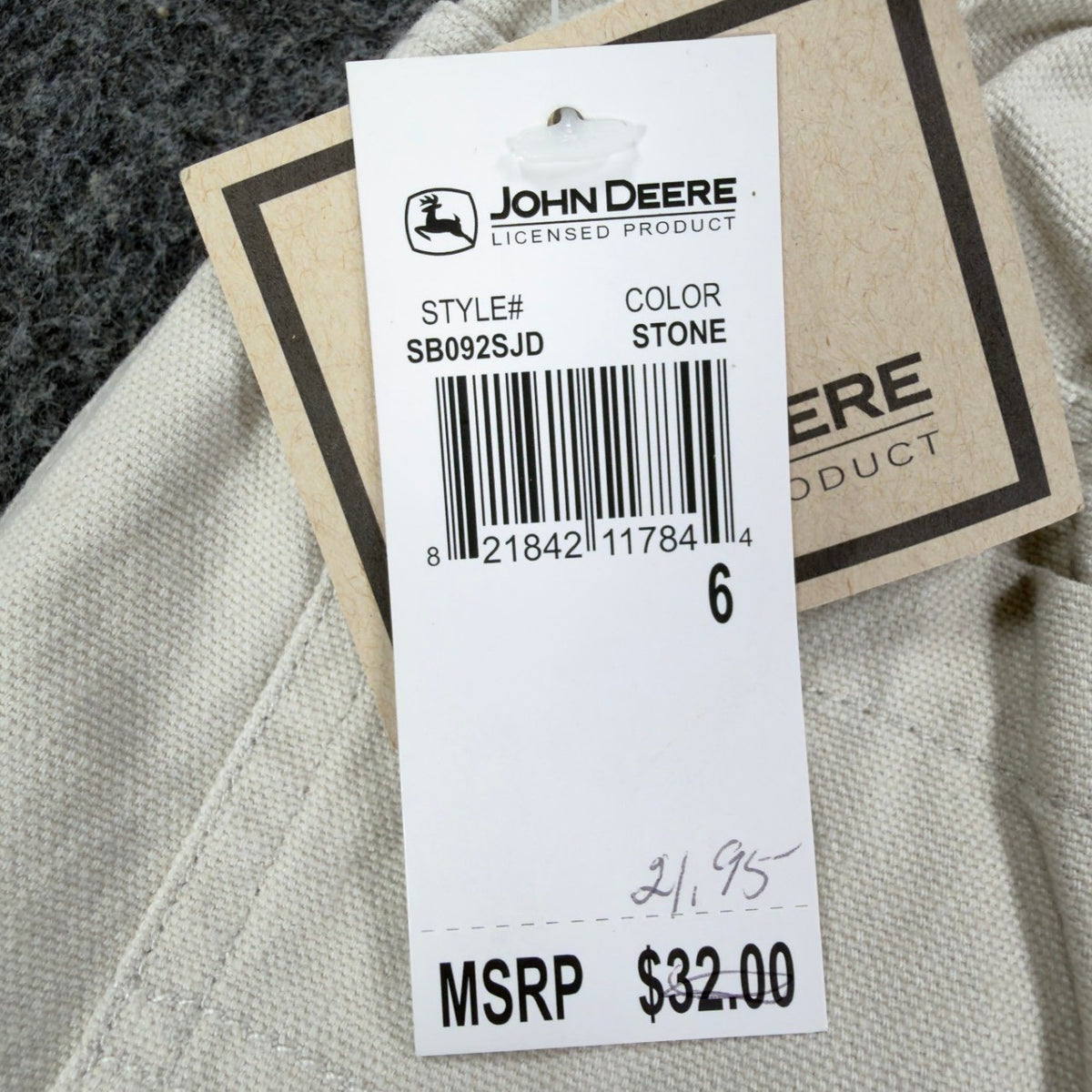 John Deere Y2K Carpenter Shorts Boys 6 Stone Cotton Canvas NWT Deadstock - take2supply