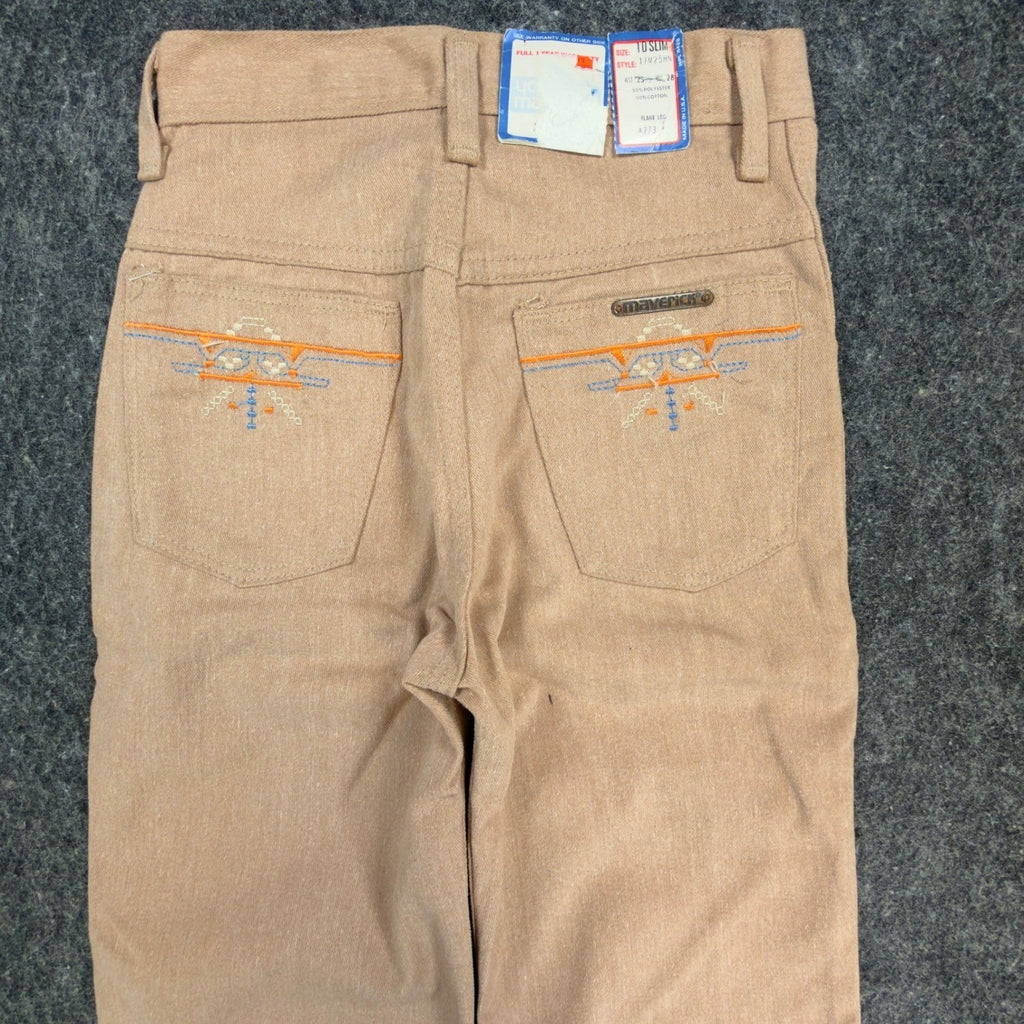 Maverick Vintage 70s Flare Pants Girls 10 Slim Beige USA NOS NWT 23.5x28 - take2supply