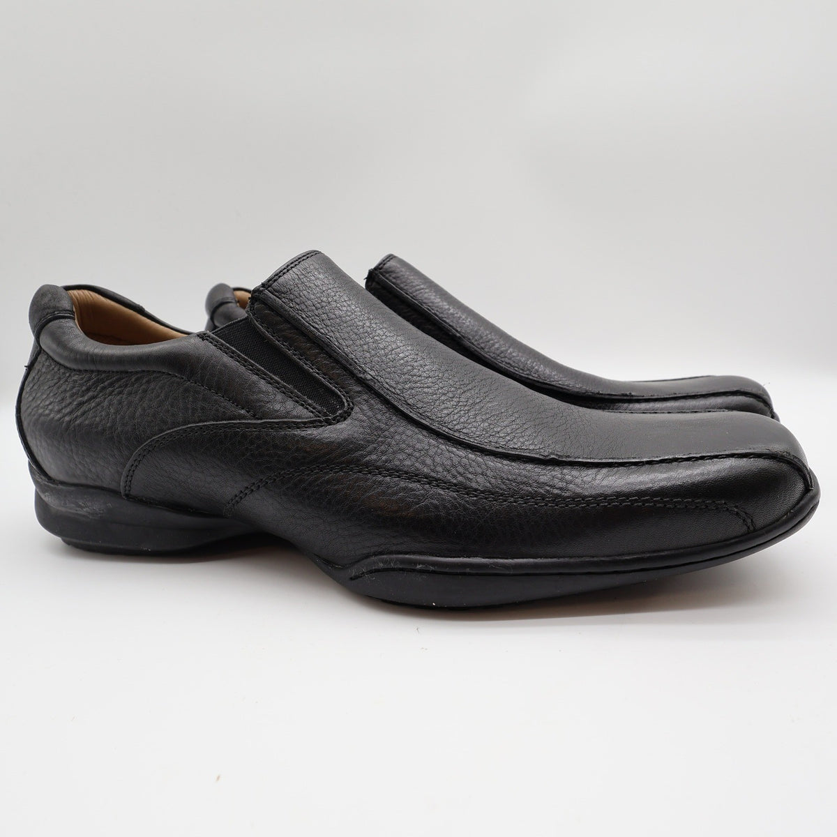 Hush Puppies Santiago Men 12 Black Leather Slip On Loafer Shoes H100530 Bounce - take2supply