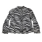 Emma J Zebra Print Jacket Womens M Y2K Black White Cotton Grommet Eyelet Trim - take2supply