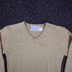 Scudder Sportswear V-Neck Sweater Youth Medium 10-12 Vintage 70s Tan Acrylic USA - take2supply