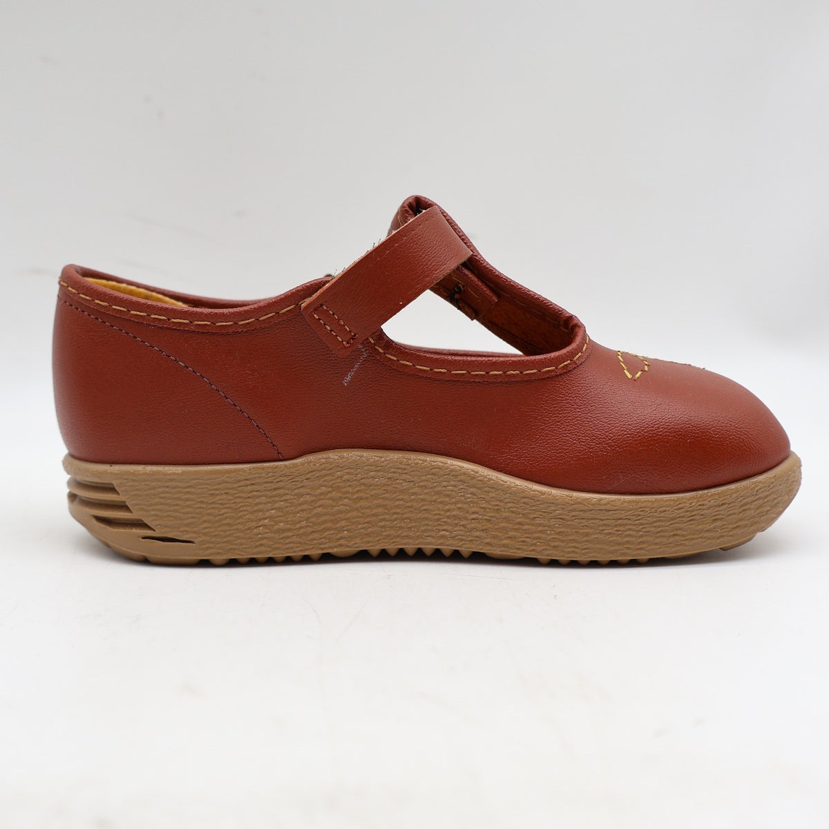 Candy Kids T-Strap Shoes Toddler 7 Vintage Brown Faux Leather USA Deadstock - take2supply