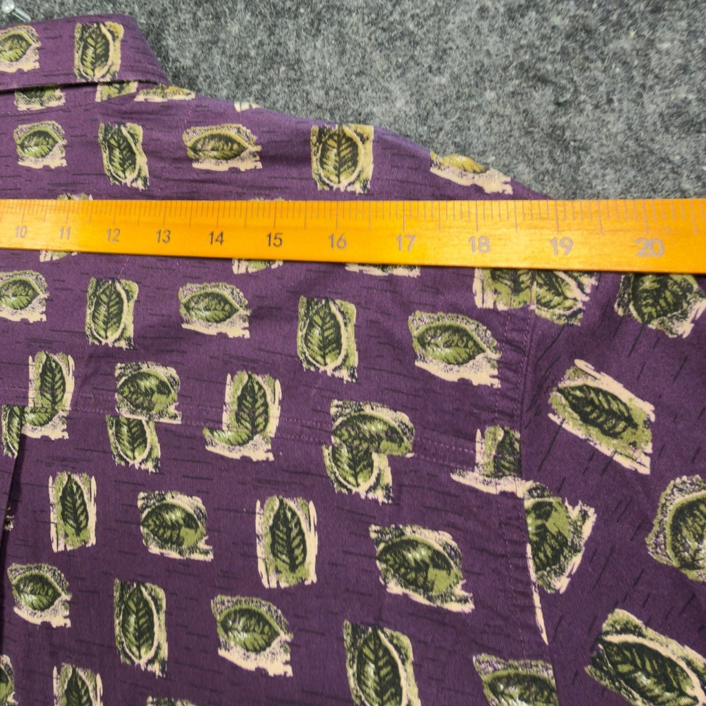 Wrangler Rugged Wear Leaf Print Shirt Mens M Purple Cotton NWT R960LLV - take2supply