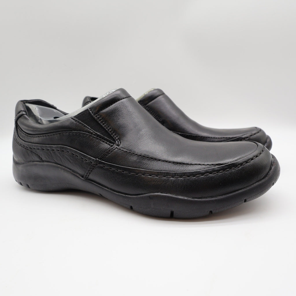Hush Puppies Zone Slip On Loafers Mens 10 M Black Leather Comfort Shoes H100050 - take2supply