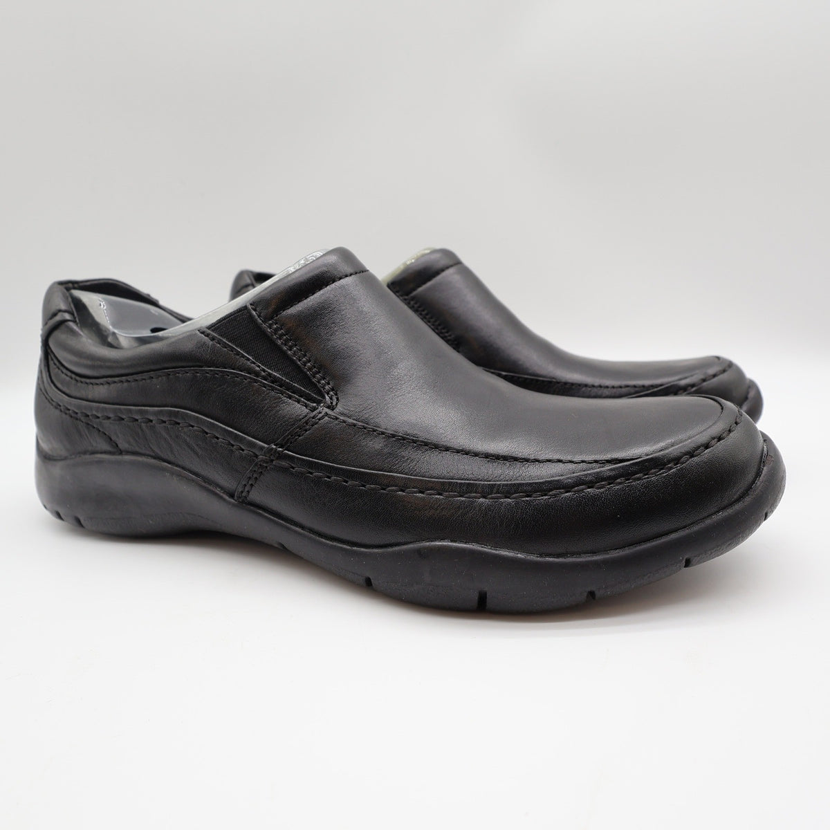 Hush Puppies Zone Slip On Loafers Mens 10 M Black Leather Comfort Shoes H100050 - take2supply