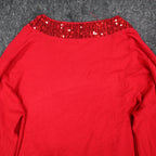 N Touch Cardigan Womens Small Red Sequin Trim Open Front Holiday Sweater NEW - take2supply