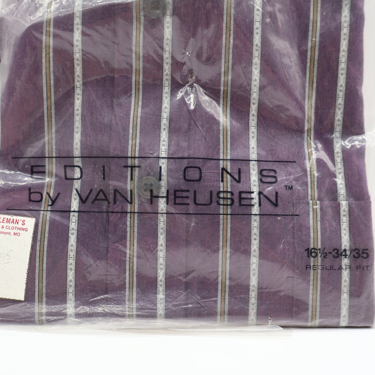 Van Heusen Dress Shirt Mens 16.5 34/35 Vintage Y2K Purple Striped Deadstock NIP - take2supply