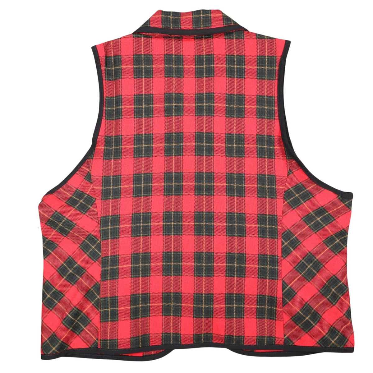 Lucia Plaid Vest Womens Size 12 Vintage 90s Red Tartan Button Front Made in USA - take2supply