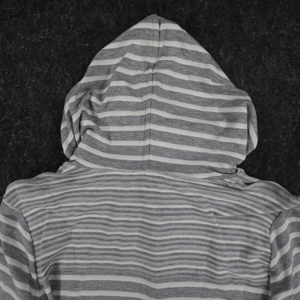 Erin London Womens M Gray White Striped Lace Up Hooded Tunic Top NWT - take2supply