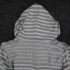 Erin London Womens M Gray White Striped Lace Up Hooded Tunic Top NWT - take2supply