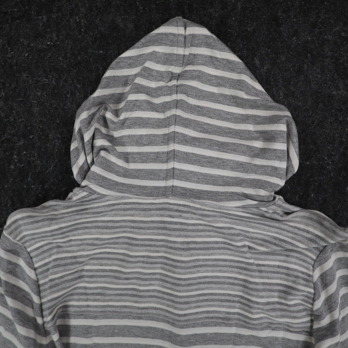 Erin London Womens M Gray White Striped Lace Up Hooded Tunic Top NWT - take2supply