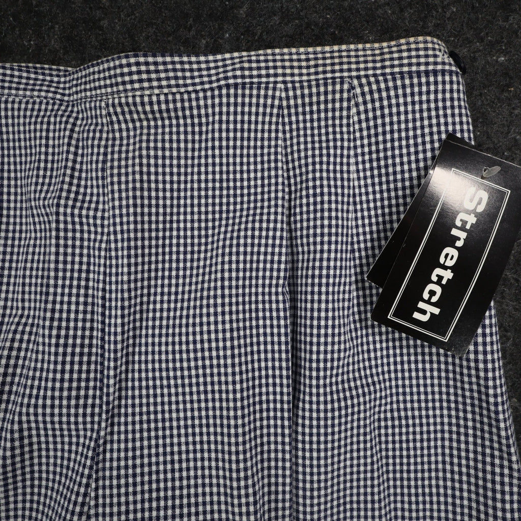 Southern Lady Pants Womens 12 Navy White Gingham Cotton Stretch Side Zip NOS - take2supply