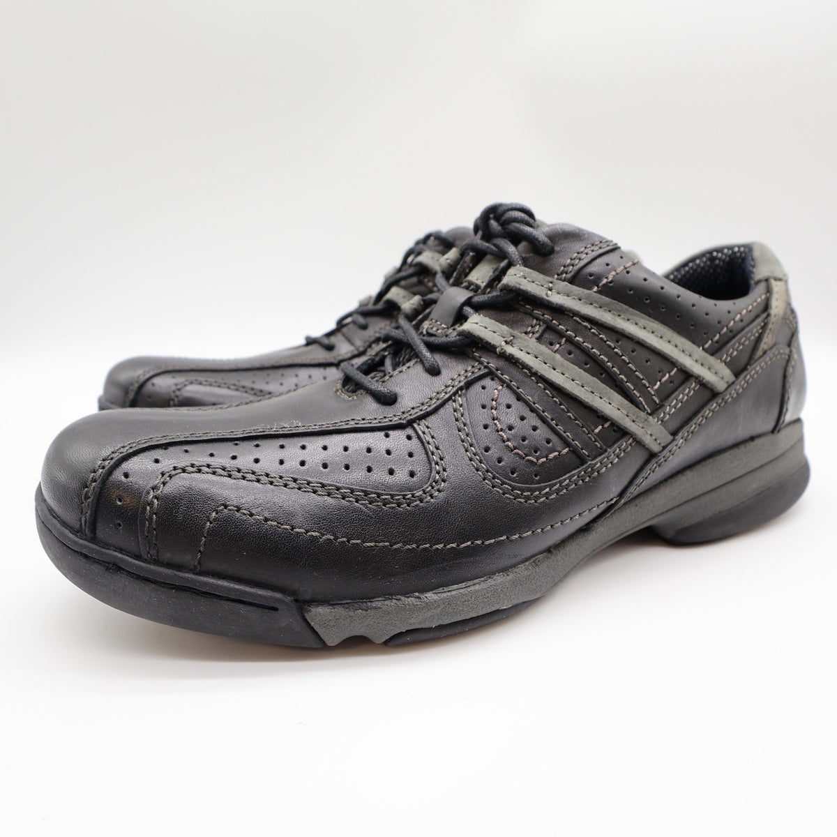 Hush Puppies Integrate Black Leather Walking Shoes Mens 9 Medium H101169 New - take2supply