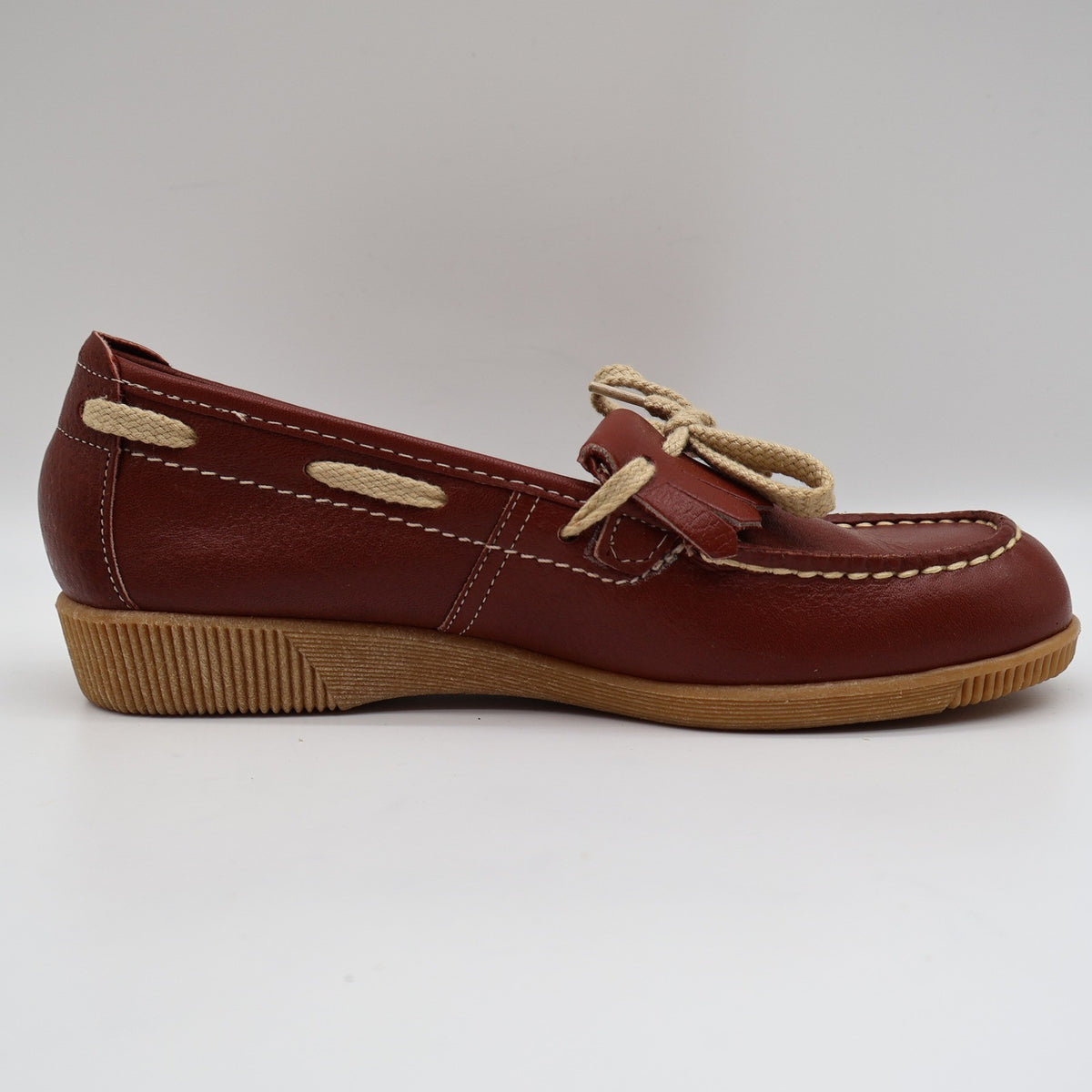Dashers Kiltie Loafers Kids Size 3 C Vintage Burgundy Leather Shoes Deadstock - take2supply