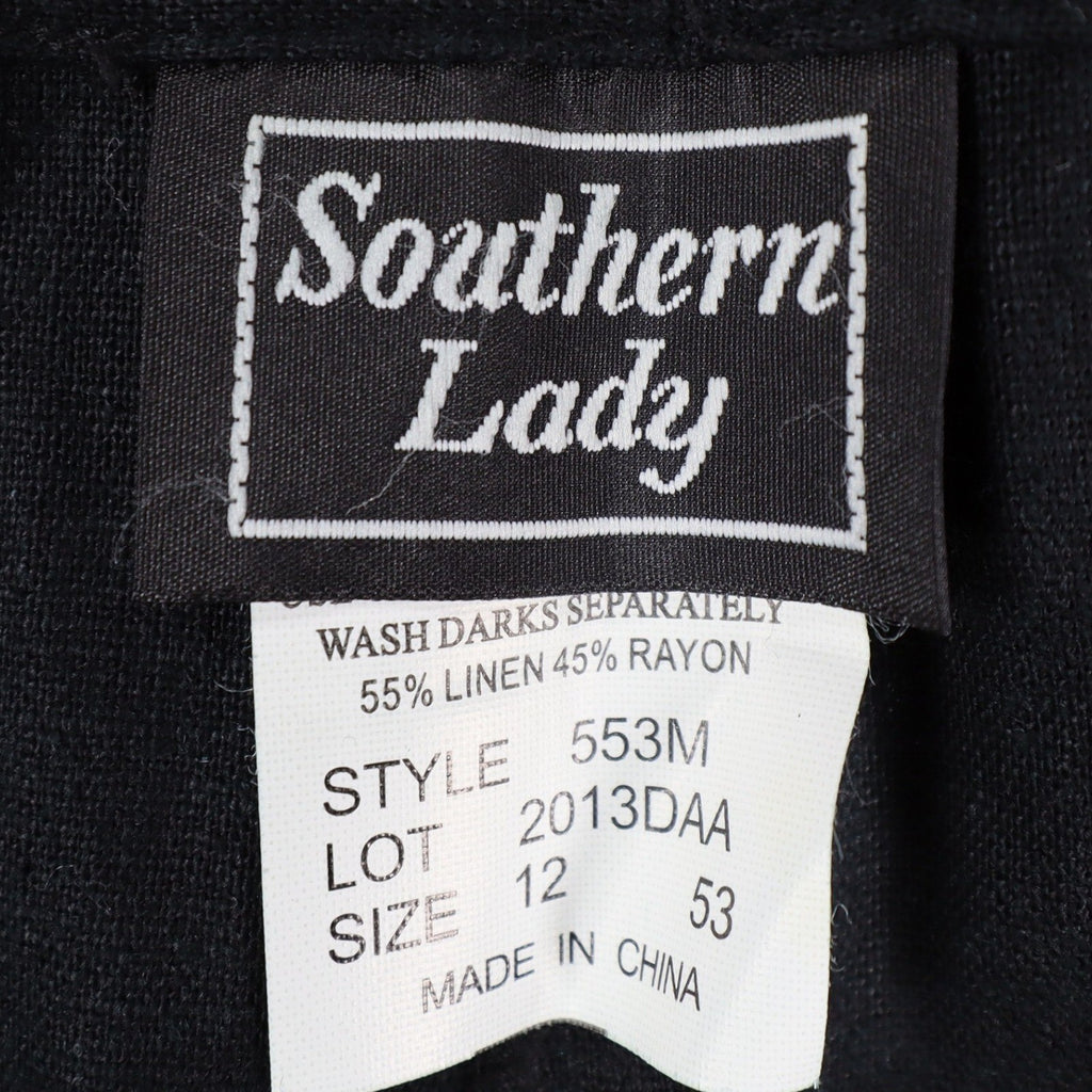 Southern Lady Linen Rayon Pants Womens 12 Black Wide Leg Pleated Trousers 553M - take2supply