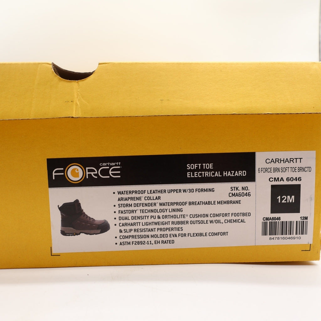 Carhartt 6 Force Soft Toe Work Boots Mens 12 Brown Leather New - take2supply